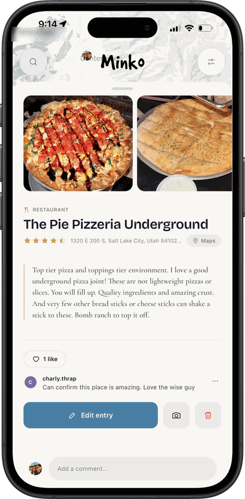 Place review screen